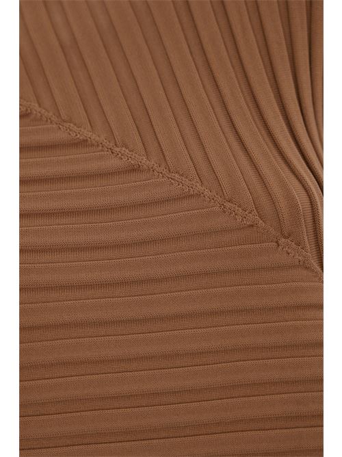 Maglia asimmetrica in nylon tecnico terracotta Liviana Conti | F5SG26U37-1